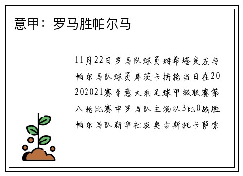 意甲：罗马胜帕尔马